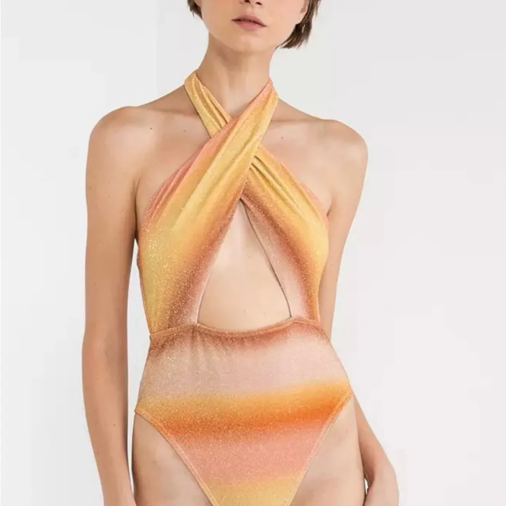 Cotton On Body NWT | Halter Neck Swim Brazilian Sierra Ombré Sunrise Metallic
